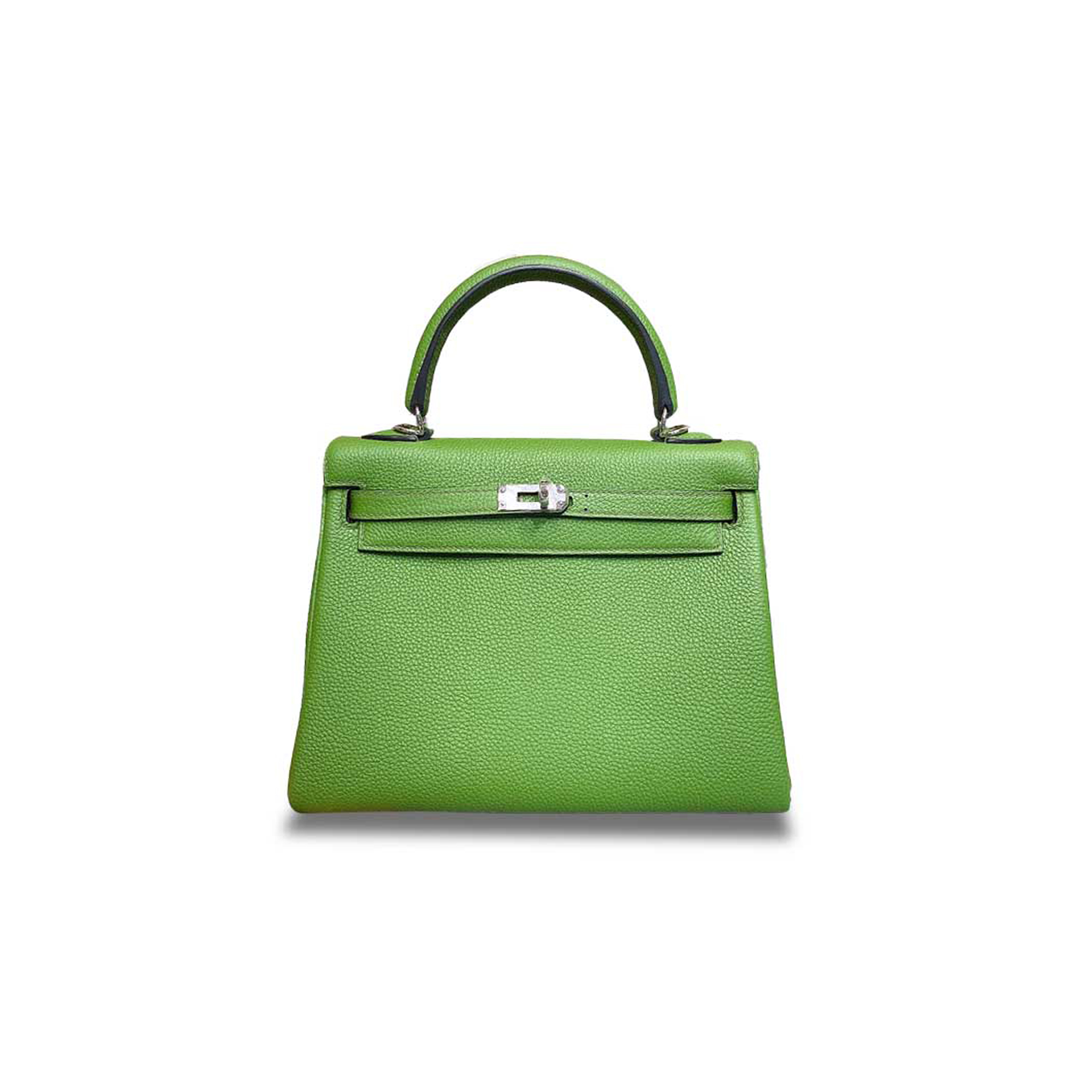 HERMÈS MASTER KELLY 25 TOGO FOREST GREEN SILVER BUCKLE (25*17*7cm)